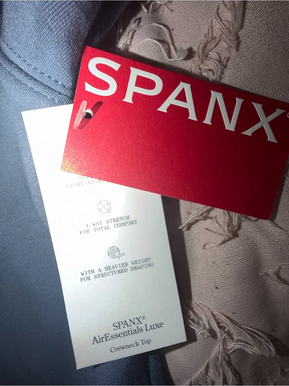 Spanx Air Essentials Luxe Blue Crewneck Sweatshirt, Size XL - Picture 5 of 6